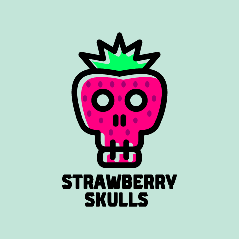 Strawberry skull logo. Affordable logo design