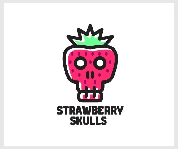 skull and strawberry logo